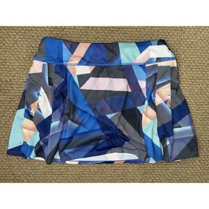 Athleta Electric Geo Speed Pleated Skort Women's Size M Blue Orange Golf Tennis